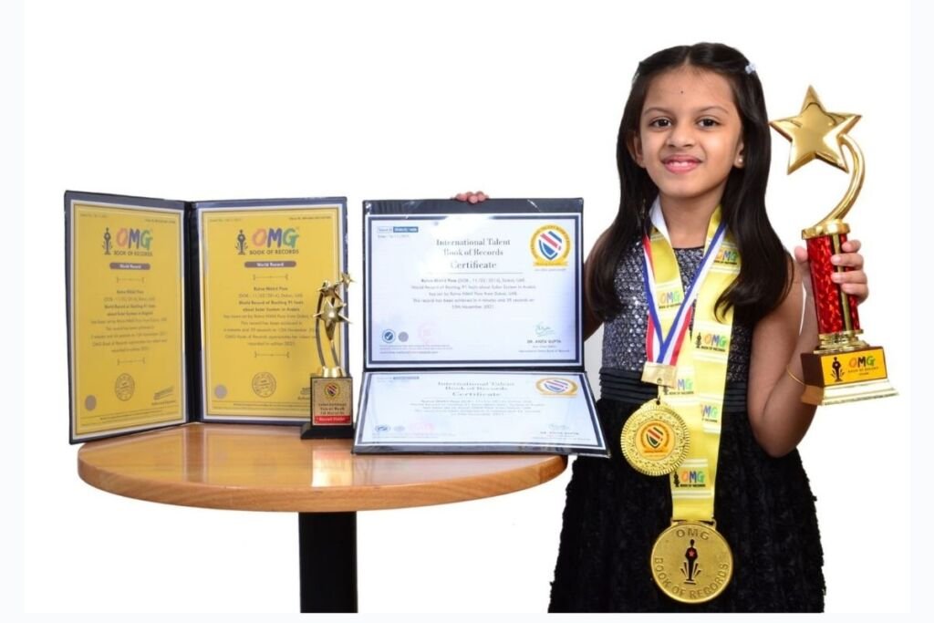 Rutva, a 7-year-old Indian, UAE resident, created two World Records in two languages (English and Arabic) in one attempt