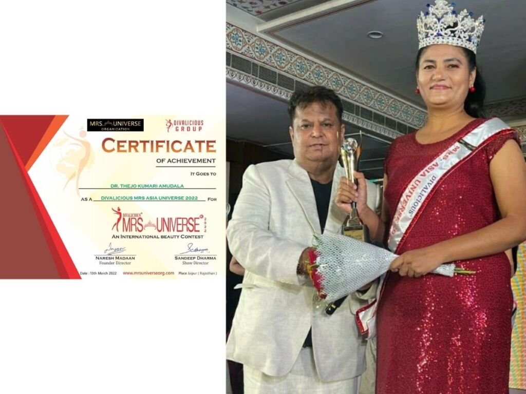 Dr. Thejo Kumari wins the title of ‘Divalicious Mrs. Asia Universe’ at the beauty pageant in Jaipur